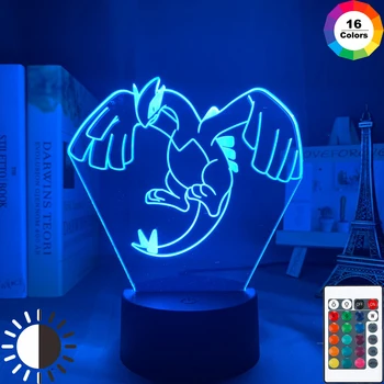 

Acrylic 3d Night Lamp Lugia Figure Nightlight for Kid Bedroom Color Changing Usb Desk Lamp Game Pokemon Go Lugia LED Night Light