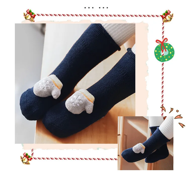 Детские рождественские носки зимние толстые теплые махровые носки для куклы, аксессуары, носки для новорожденных нескользящие носки из чесаного хлопка