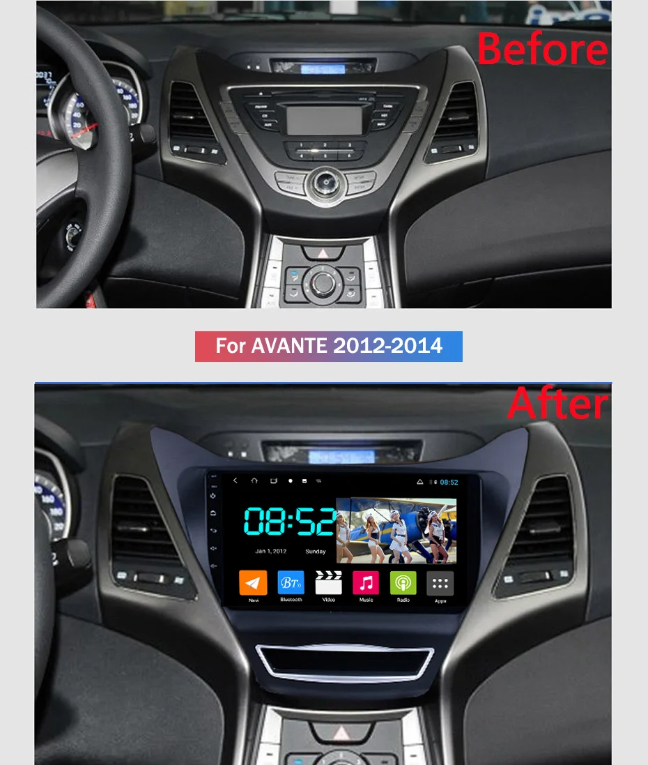 Android 8,1 автомобильный DVD 1din мультимедиа Navi система для hyundai Avante 2011- Автомобильный gps навигатор головное устройство BT SWC wifi
