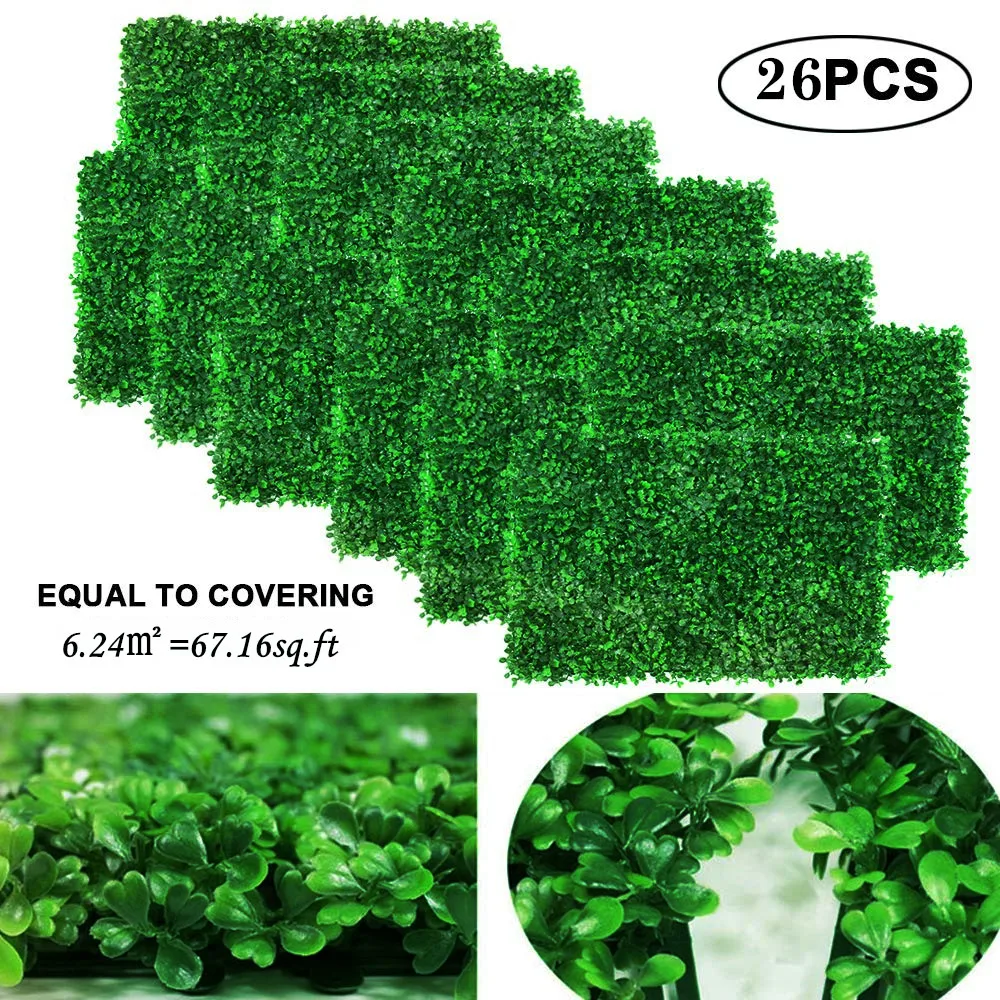 26PCS 40x60CM Artificial Boxwood Hedges Panels, Faux Grass Wall, Shrubs