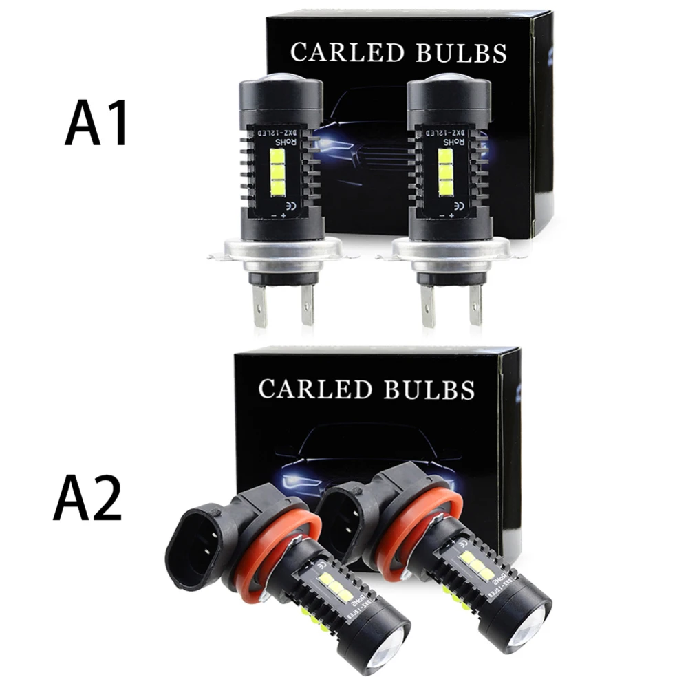 2PCS H7 H8 H9 H11 12LED 60W Car Headlight Bulbs Lamp LED Headlight Bulb Running Light