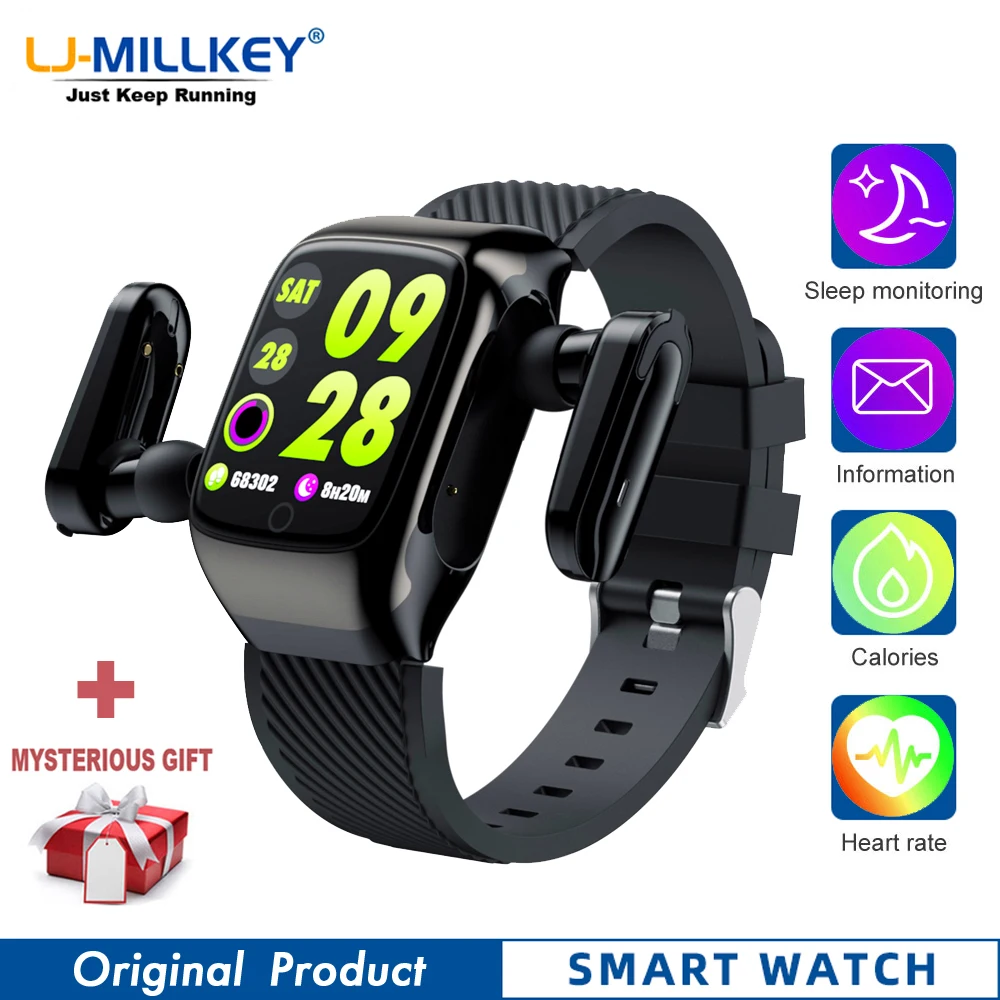 

S300 Smart Watch Men Earbuds With Bluetooth Earphones Smartwatch Music Sports for Exercise Run Two in One for Android iOS