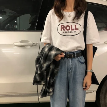 

T-shirt Femme 2020 Summer Top Korean Clothes Ulzzang Harajuku Vintage Letter Print Short Sleeve T-shirts Women Casual Tee Shirts
