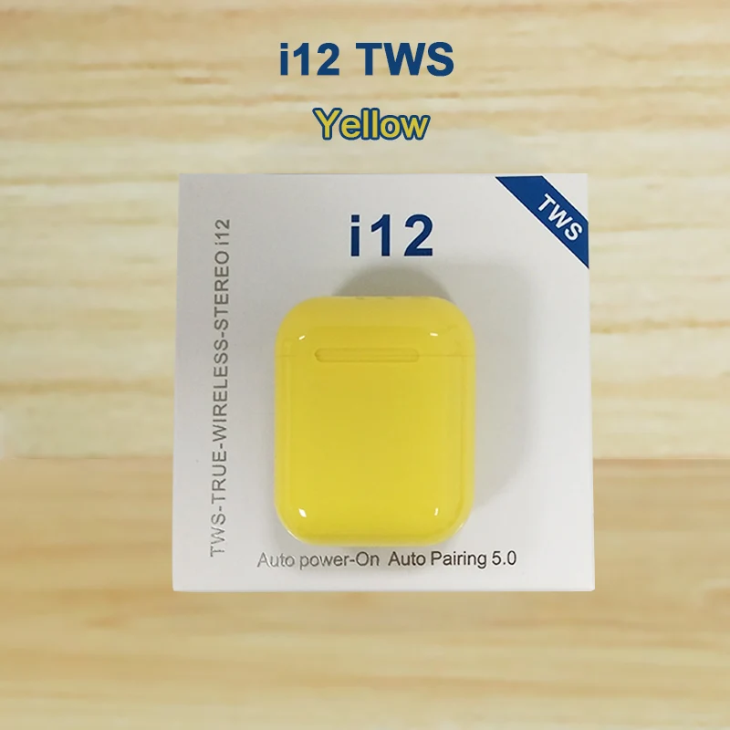 I12-TWS, беспроводная bluetooth-гарнитура, мини наушники с сенсорным управлением, Bluetooth наушники для iphone, Android, Xiaomi, huawei, LG - Цвет: Цвет: желтый