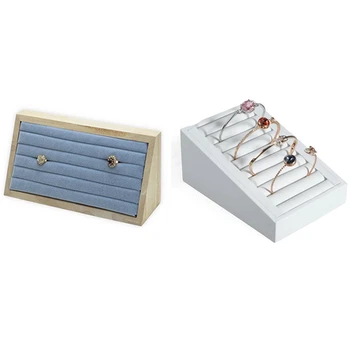 

Elastic PU Leather Bangle Ring Tray Jewelry Display Tray White & Wooden Flannel Jewelry Display Tray Storage Box