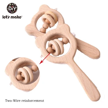 

Let's Make 5pc Wooden Small Rings Bear Beech Wooden Teether Wood Infant Baby Teether Toys Baby Rattle Toy For Kids