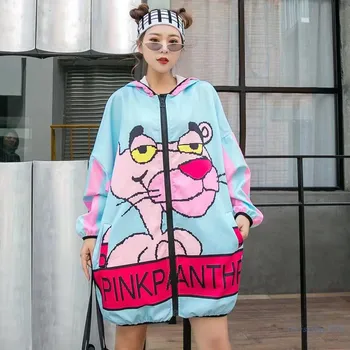 

Tide brand women's 2020 spring autumn new cartoon pink leopard age reduction wearing loose large size was thin wild style jacket