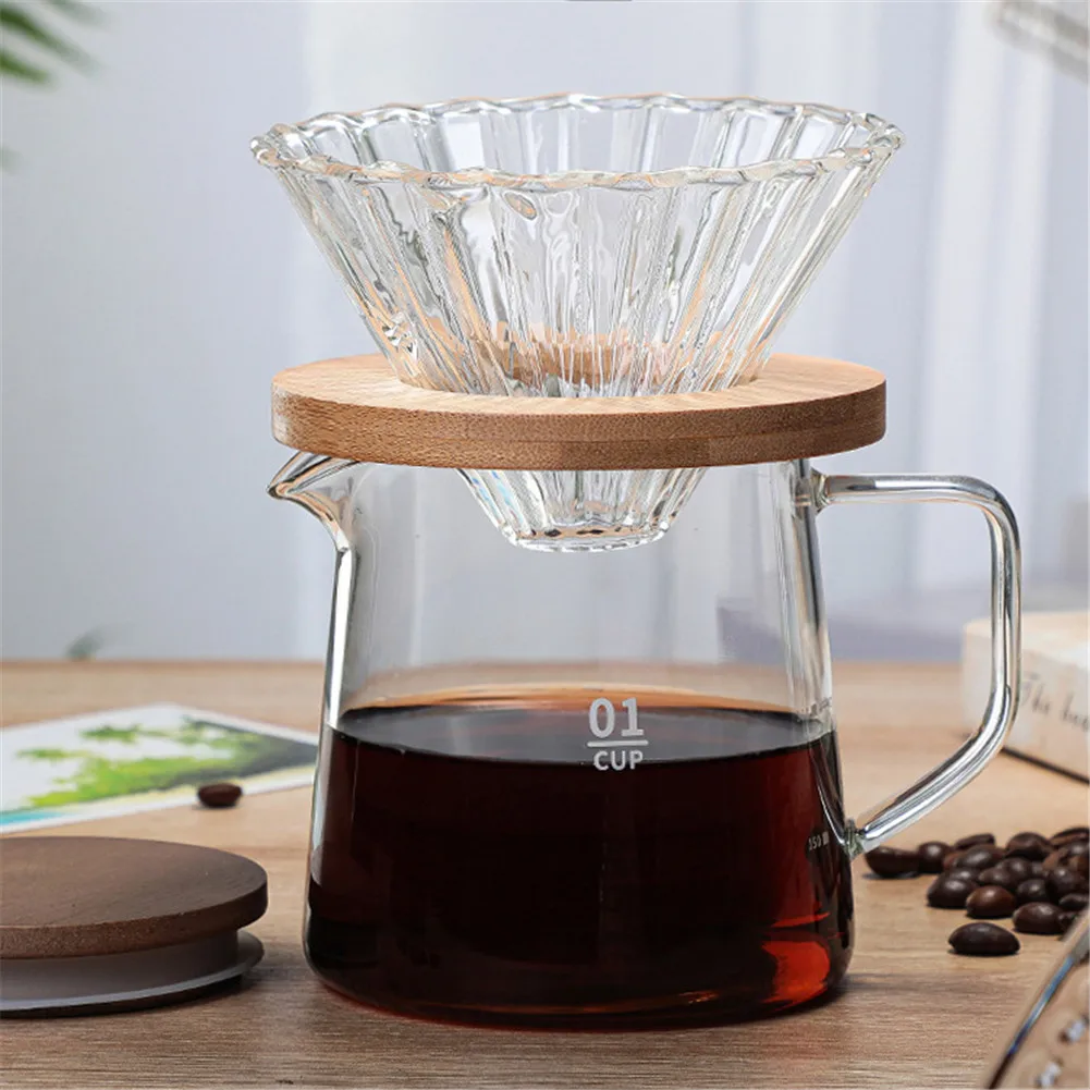 500ml/300ml Heat Resistant Glass Coffee Pot With Lid Household Coffee Jug Milk Juice Holder