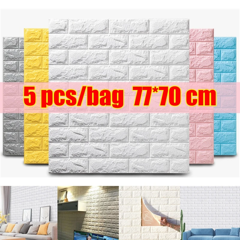 3D Backdrop-Decor Self-Adhesive wallpaper Wall-Sticker TV Imitation-Brick Living-Room