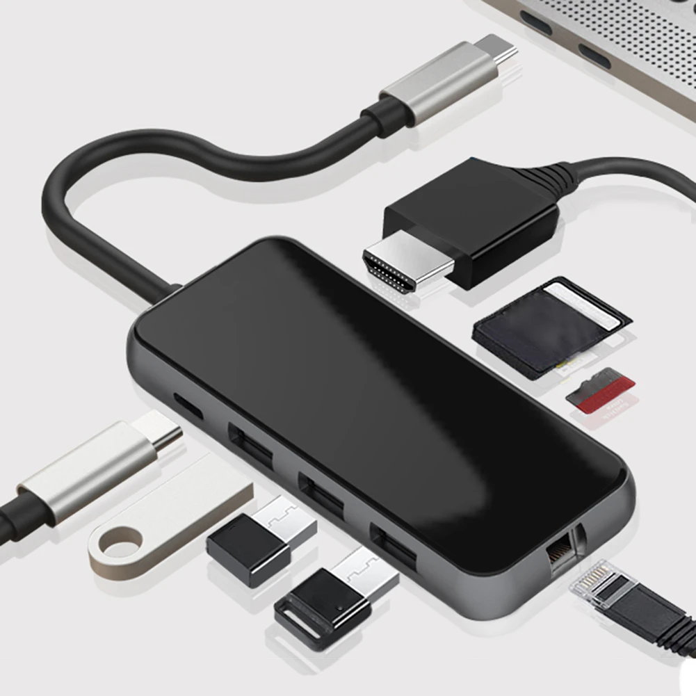USB-C концентратор type C концентратор VGA USB 3,0 Thunderbolt 3 HDMI 3,5 мм аудио RJ45 адаптер для MacBook Pro samsung Galaxy S9 USB C концентратор