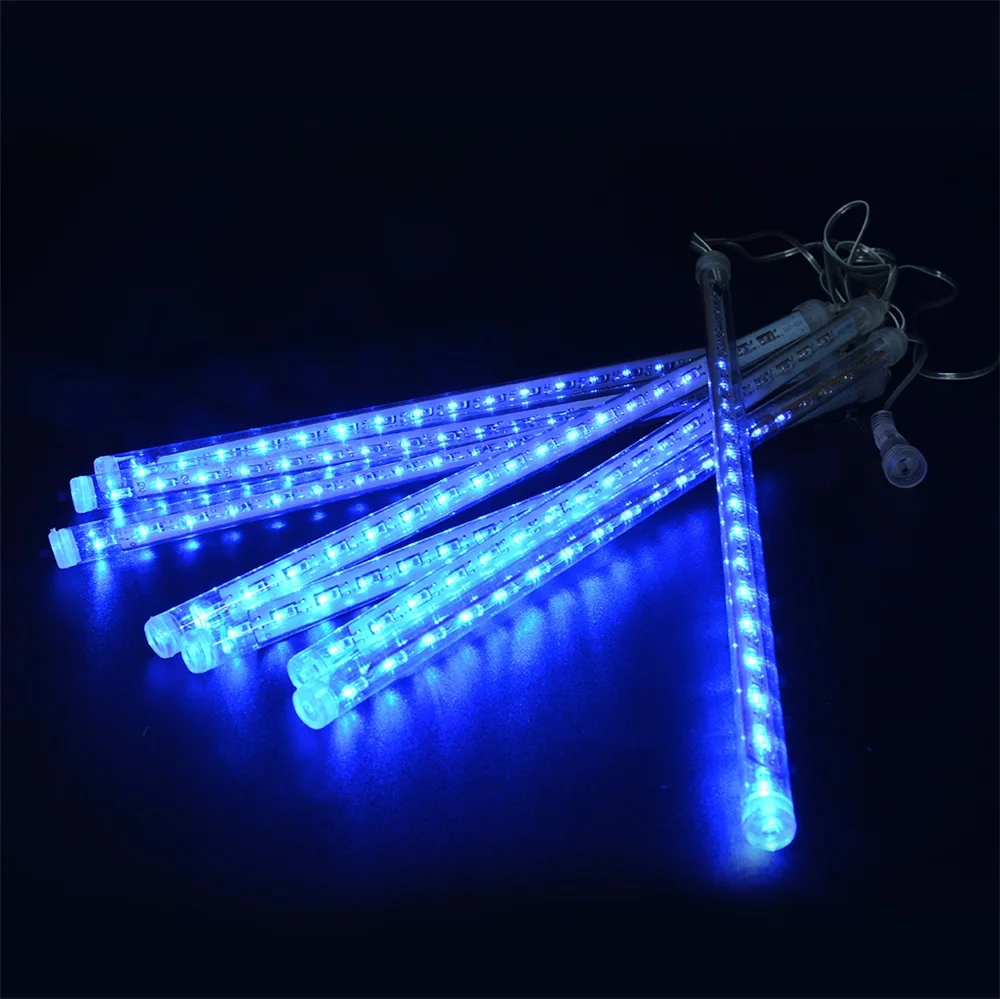 Multi-color Strip Lights Meteor Shower Rain Tubes LED String Christmas Lights Wedding Garden Holiday Decorate Waterproof Light - Испускаемый цвет: Blue UK PLUG