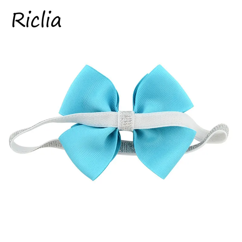 Riclia/20 шт./лот; лента для волос для девочек; эластичные однотонные Детские аксессуары для волос с маленьким бантом; детские головные уборы; яркие цвета; повязка для волос