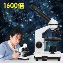 Профессиональный Биологический микроскоп соединение Монокуляр Студенческий микроскоп светодиодный школьная лаборатория с адаптером для смартфона 40X-1600X