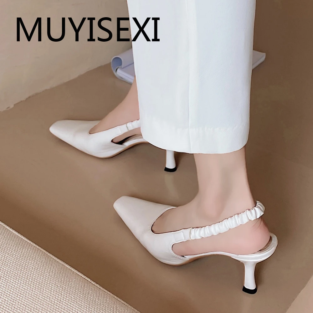 White slingbacks pumps 7cm high heel 