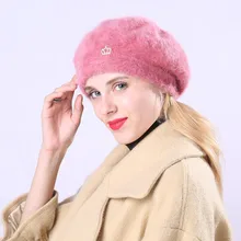 Зимние шапки для женщин, теплые длинные шапки из кроличьего меха, женские шапки Skullies, модные однотонные шапочки