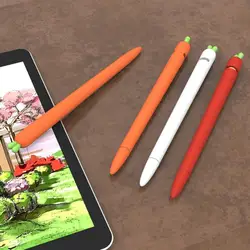 Funda de silicona suave con agarre de zanahoria, cubierta de punta para lápiz Apple 1/2, bolígrafo táctil