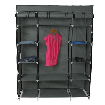 

Non-Woven Fabric Wardrobe 5-Layer 12-Compartment Non-woven Fabric Wardrobe Portable Closet Living Room Bedroom Furniture Gray