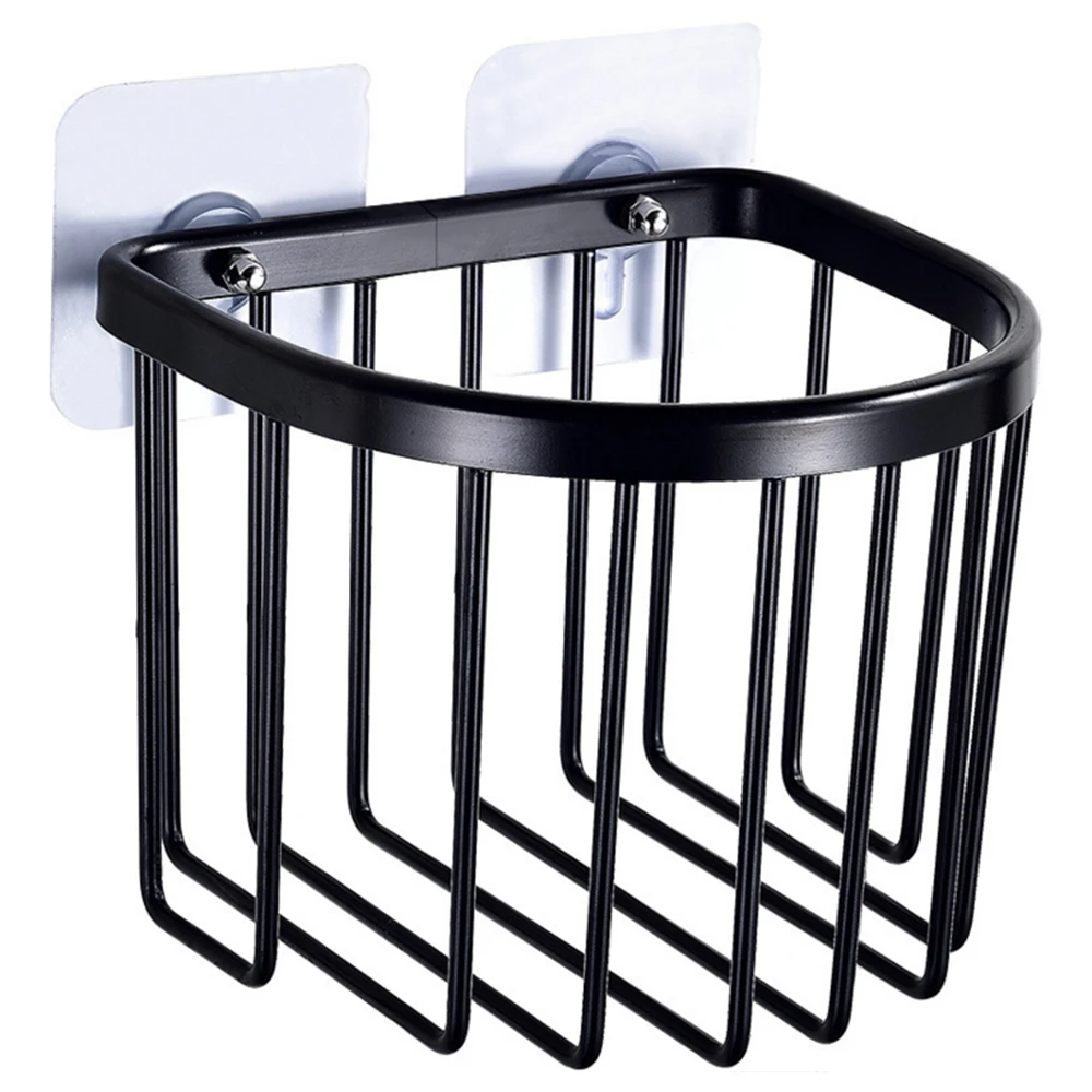 

Home Storage Rack Kitchen Paper Holder Bathroom Toilet Paper Holder Aluminum Shower Bath Basket Organizer With Stickers