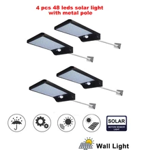 2/4pcs 48 LEDs Outdoor Solar Light PIR Motion Sensor Solar Garden Light Energy Saving Street Path Wall Lamp Sunlight security ga