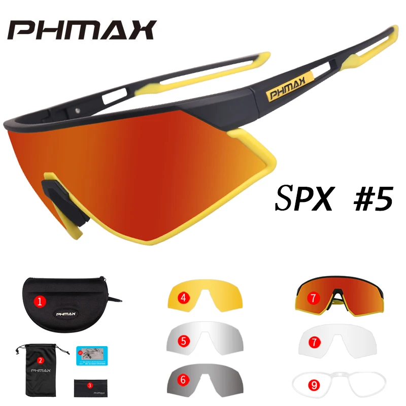 Colors 5 PHMAX для женщин и мужчин сверхлегкие поляризованные велосипедные солнцезащитные очки 5 линз спортивные очки для велосипеда велосипедные солнцезащитные очки - Цвет: Colors 5