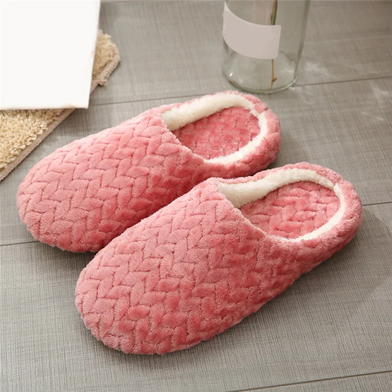 high heel house slippers Luxury Faux Suede Home Women Full Fur Slippers Winter Warm Plush Bedroom Non-Slip Couples Shoes Indoor Ladies Furry Slippers house slippers black House Slippers