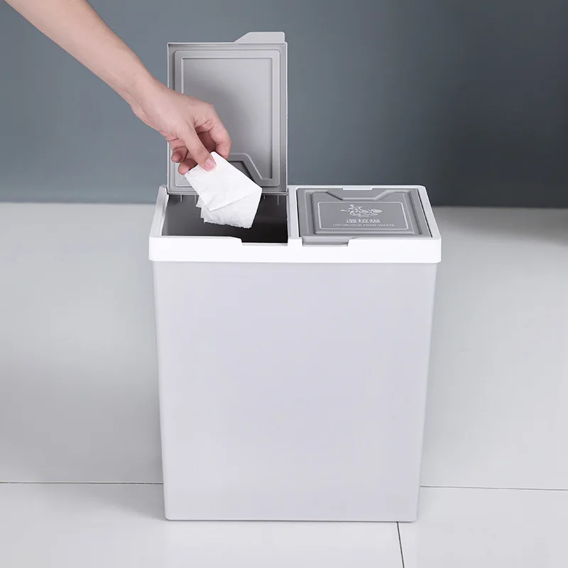 

2020 New Double flip Trash Can Dry Wet Classification garbage bin Large capacity Home Kitchen Bathroom Trash Bin
