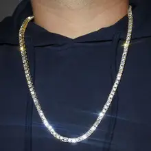 5 мм Мужские цепочки и ожерелья Хип-хоп 1 ряд цепи теннисные браслеты рэппер ювелирные изделия bling iced out золото цвет серебро унисекс стиль танцор