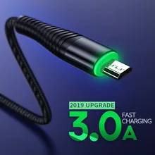 Mikro USB şarj kablosu 3A USB LED veri kablosu Samsung HTC LG cep telefonu için USB şarj kablosu Android Tablet USB kablosu tel