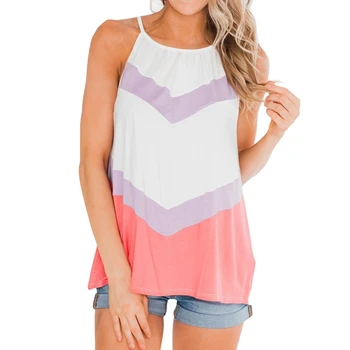 

Flowy Tank Top Summer Cute Color Block Halter Loose Casual Women's Camis Tank Tops