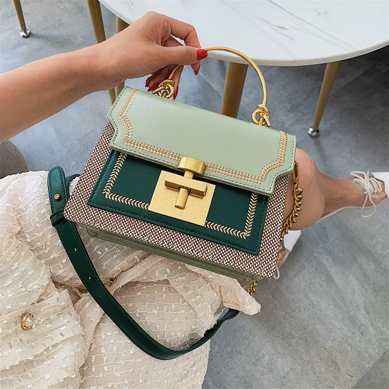 

Western Style Bag Women's 2020 New Style Korean-style Hand bai da xiao Square Bag Fashion Textured Chain Messenger Bag