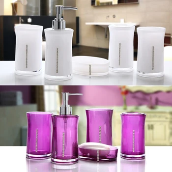 

5pcs Mouthwash Cup Toothbrush Holder Household Soap Box Toilet Bathroom Accessory Set Odorless Acrylic Washing Tool