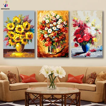 

DIY Colorings Pictures Oil Painting Picture Drawing Painting by Numbers with Colors Sunflower Rose by Numbers Framed Home Canvas
