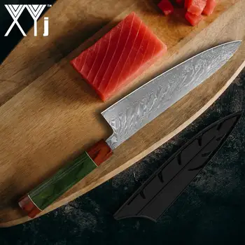 

XYj Chef Knife Kitchen Knife VG10 Core With 67 Layers Damascus Steel Color Wood Handle Japanese Style Multipurpose Cooking Tool