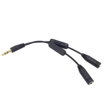 

High Quality 3.5mm Male to 2 Female Stereo Audio Y Splitter Adapter Cable w/ Volume Control AUX Cables Black 500pcs/lot