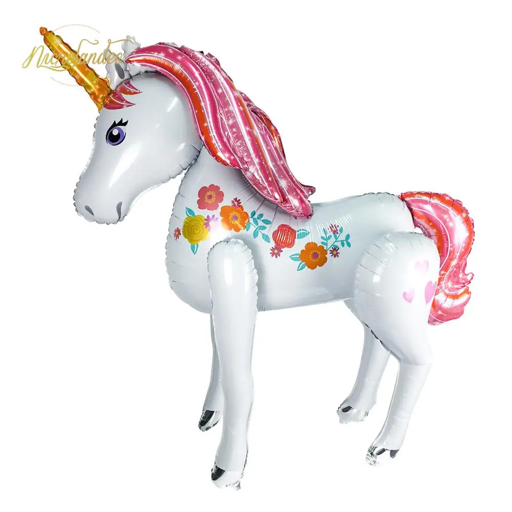 

NICROLANDEE 46 inch Large Size 3D Unicorn Balloons Magical Foil Mylar Balloon Baby Shower Girl Birthday Party Decorations 106