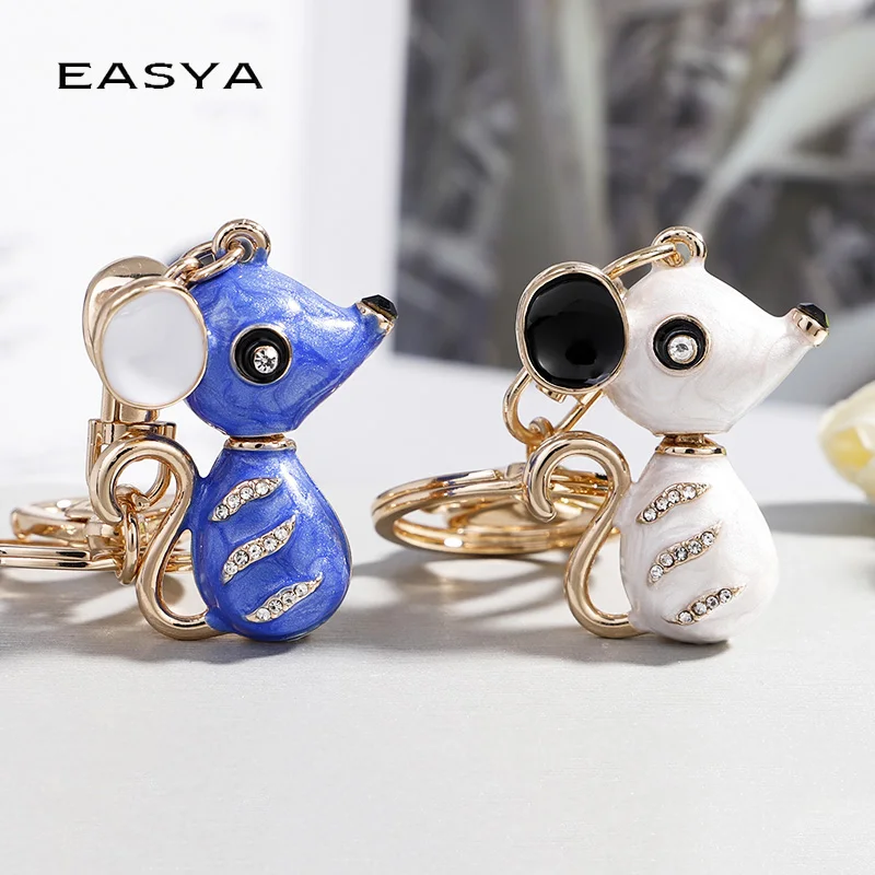 

EASYA 4 Colors Cute Enamel Mouse Keychain New Fashion Bag Pendant Charm Jewelry Animal Keyring Car Key Chain