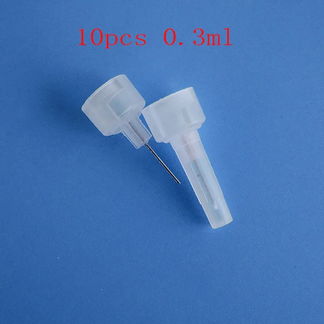 10pcs syringe 0.3ml 2 в 1 две головки 0,3 мл и 0,5 мл Гиалуроновая кислота губа наполнитель иглы гиалурон ручка мезо инъекции пистолет без иглы Распылитель ручка - Цвет: 10pcs syringe 0.3ml