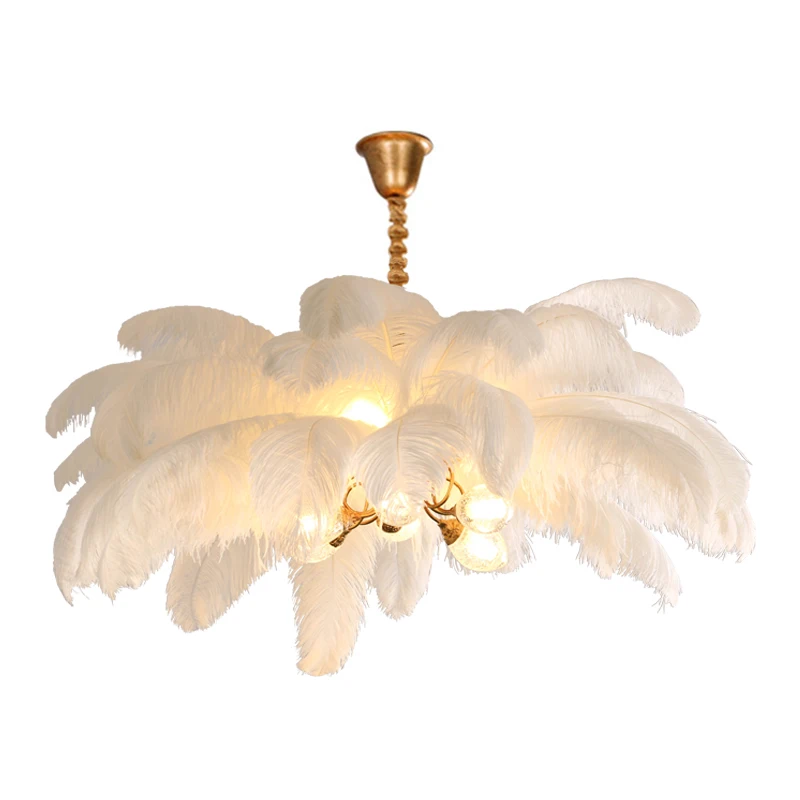 Modern Luxury G9 All Copper Ostrich Feather Chandelier Lightings Fashion LED Living Room Bedroom Decoration Pendant Lamp Fixture | Освещение