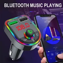 Car Bluetooth 5.0 FM Transmitter Wireless Handsfree Audio Receiver Auto MP3 Player 3.1A Dual USB Version 5.0+EDR Car Accessories