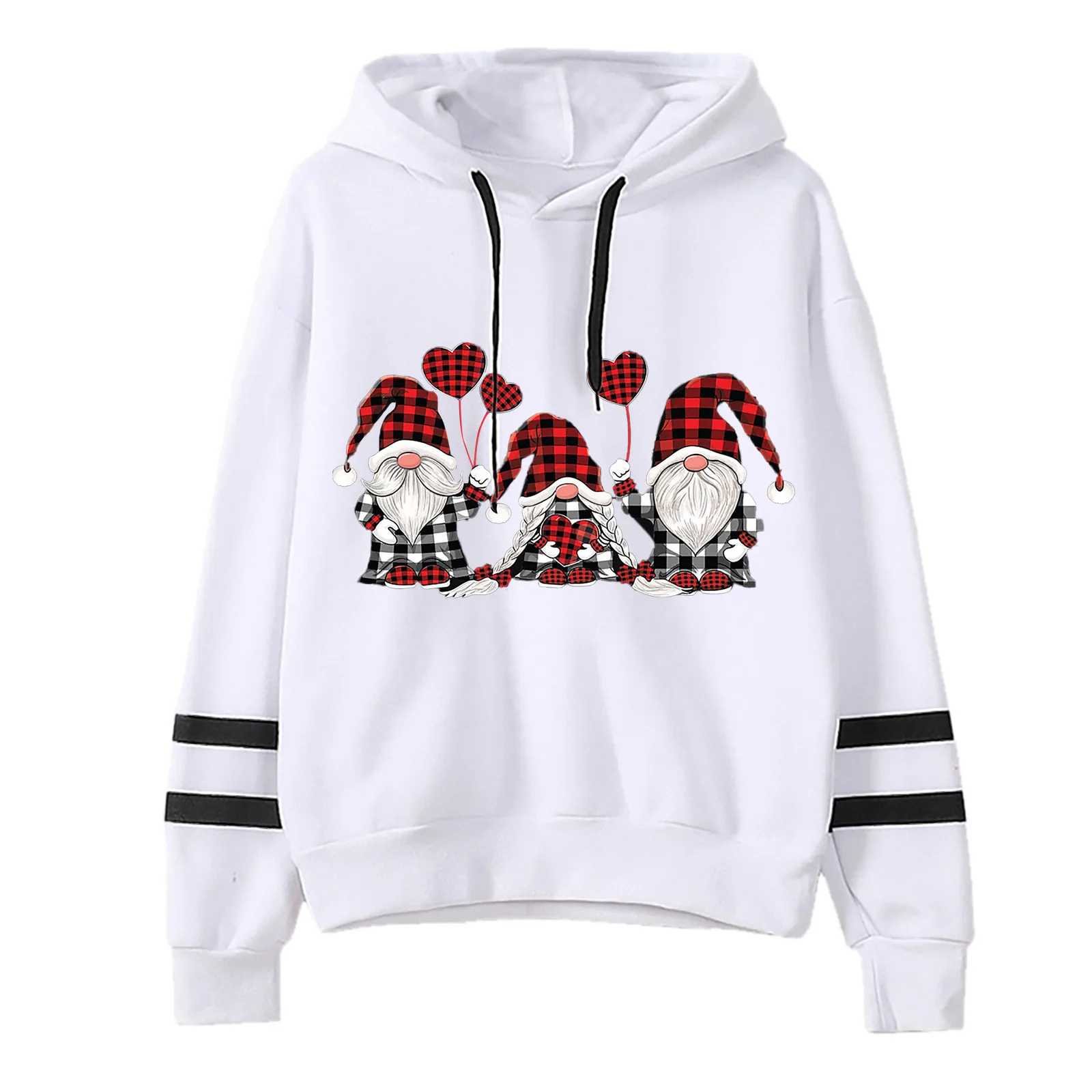 Christmas Print Hoodies Women Harajuku Patchwork Long Sleeve Pullover Tops 2021 Winter Casual Female Sweatshirts Sudaderas 2