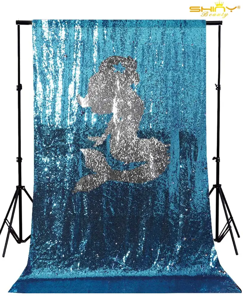 

Sequin Backdrop Curtain Reversible Sequin Photo Backdrops Turquoise to Silver 8ftx8ft Wedding Party Photography Backgroun-M0115