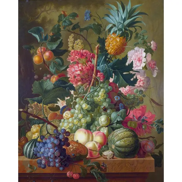 Adult Coloring By Numbers Flowers DIY Unframe Decor For Home Oil Painting By Numbers Fruit Acrylic Paint Handpainted Adult Gift 997188