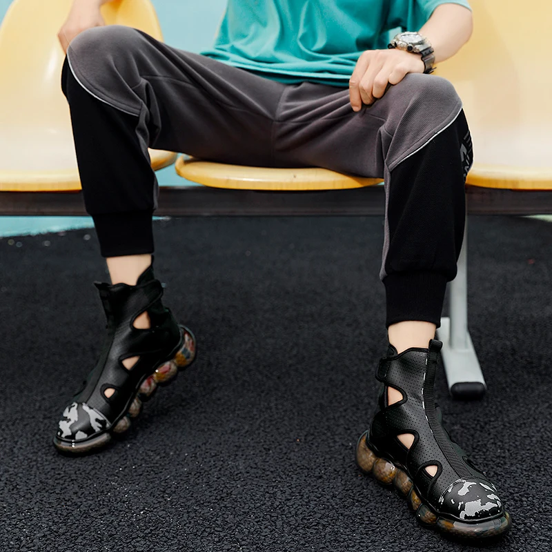 Fashion Men's Sandals Summer Soft Sandals High Quality Microfiber Leather Sandals Outdoor Antiskid Damping Men Roman Sandals