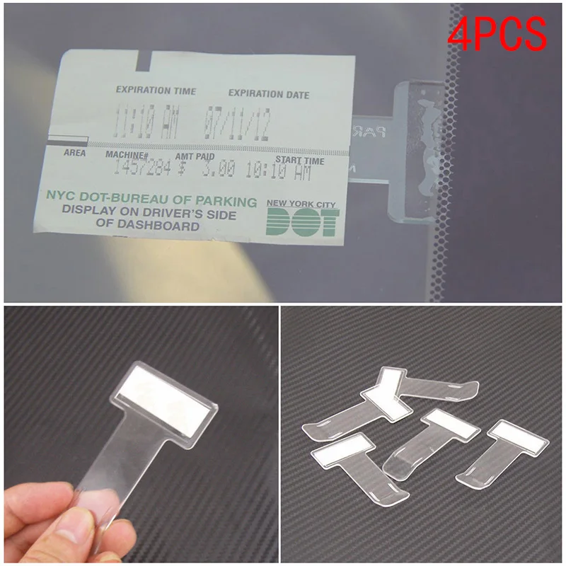 

4pcs Auto Car Ticket Folder T-shape Transparent Environmentally Ticket Folder Parking Ticket Car Holder Mount Car Styling