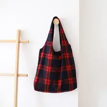 Женская вязаная сумка с короткими ручками, Холщовая Сумка, Женская Повседневная сумка на плечо, складная многоразовая сумка для покупок, пляжная сумка, женская сумка из хлопчатобумажной ткани