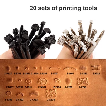

1Set(20pcs) Leather Carving Hand Working Saddle Making Tools Engraving Craft Set Leather Printing Leather Craft Tools