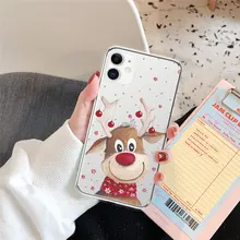  Christmas New Year Gifts Elk Snow Phone Case For iPhone 11 12 Mini Pro X XR XS Max 8 7 6 6s Plus 5 5s SE 2020 Santa Soft Cover 