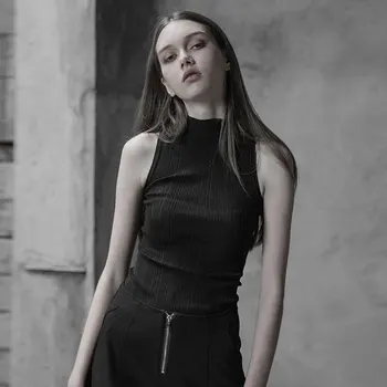 

PUNK RAVE Women's Great Beauty Cross Roping Comfortable Knitted Vest Slim Fit Daily Casual Sleeveless Waistcoat
