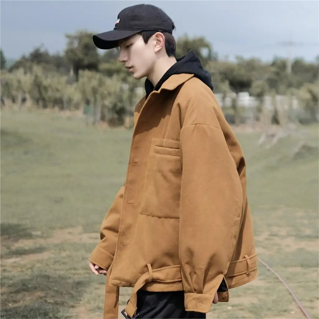 Privathinker Мужская Дизайнерская черная шерстяная осенне-зимняя куртка пальто Мужская Корейская Повседневная модная мужская свободная одежда Harajuku - Цвет: JiangHuang