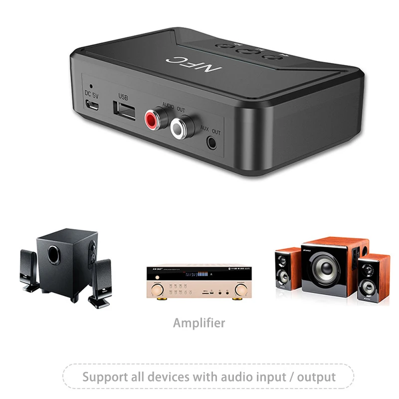 Bluetooth 5,0 приемник адаптер NFC Play 3,5 мм RCA аудио AUX Выход беспроводной Bluetooth стерео рецептор для усилителя динамика